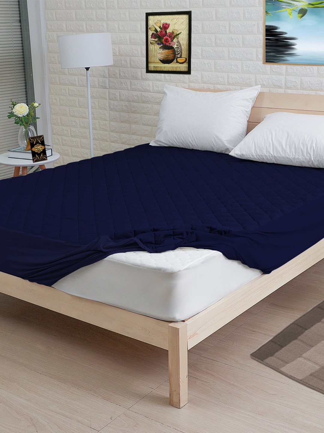 

Adbeni Navy Blue Quilted MicroFiber 300 GSM Waterproof Mattress Protector