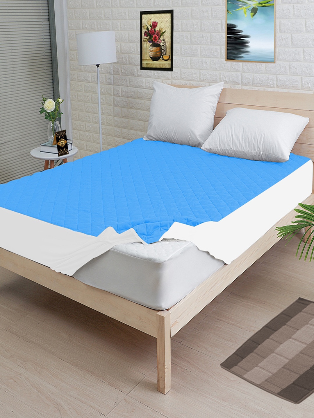 

Adbeni Blue Quilted Waterproof 300 GSM Queen Mattress Protector