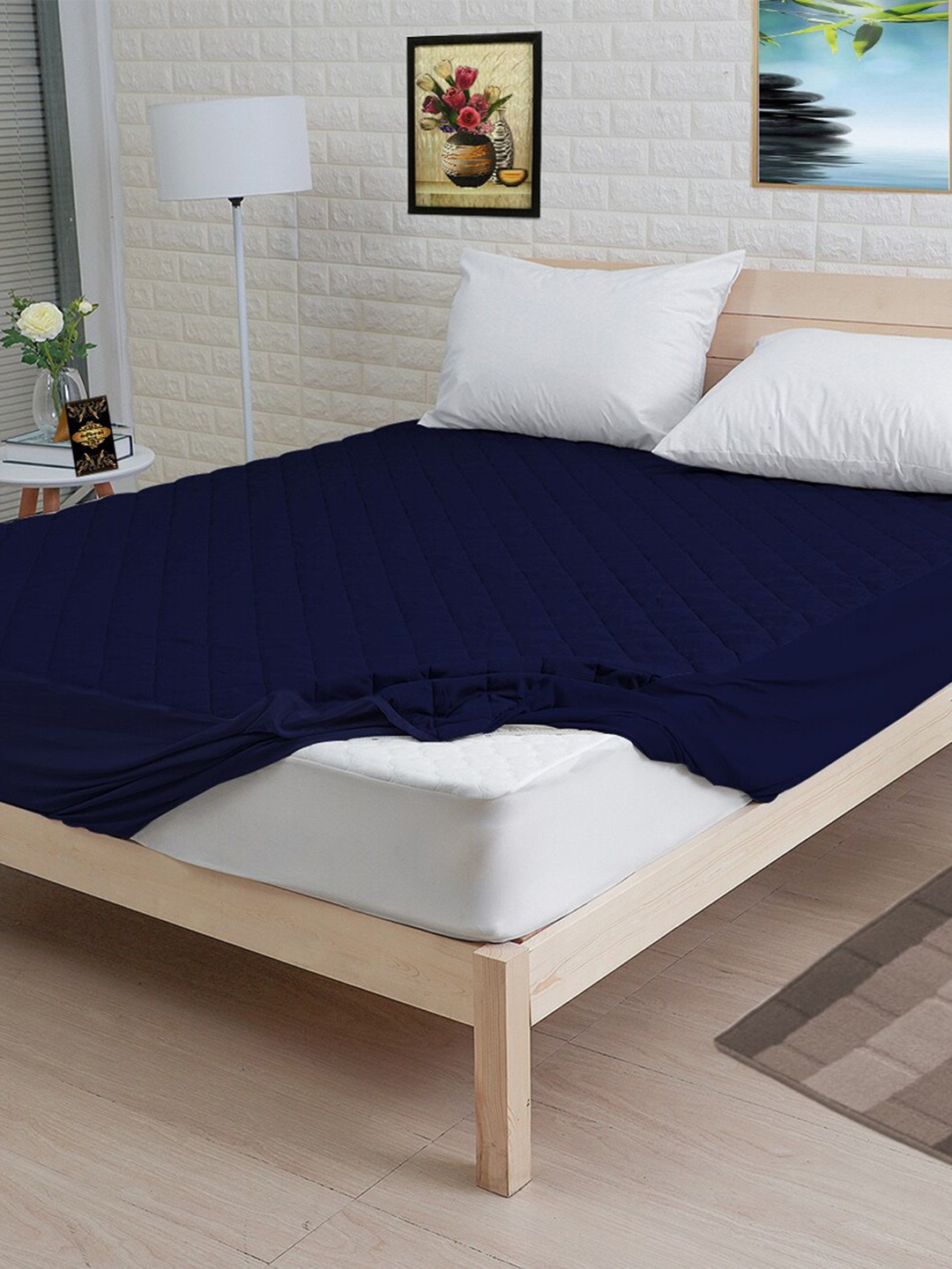 

Adbeni Navy Blue Quilted Waterproof 300 GSM Mattress Protector