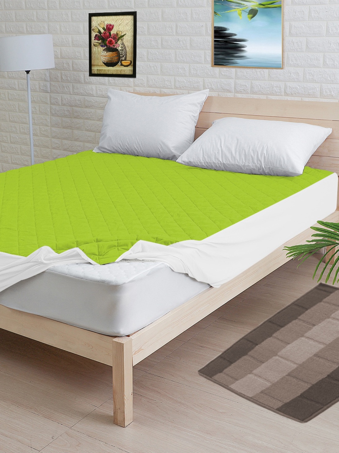 

Adbeni Green Quilted Waterproof 300 GSM Single Mattress Protector