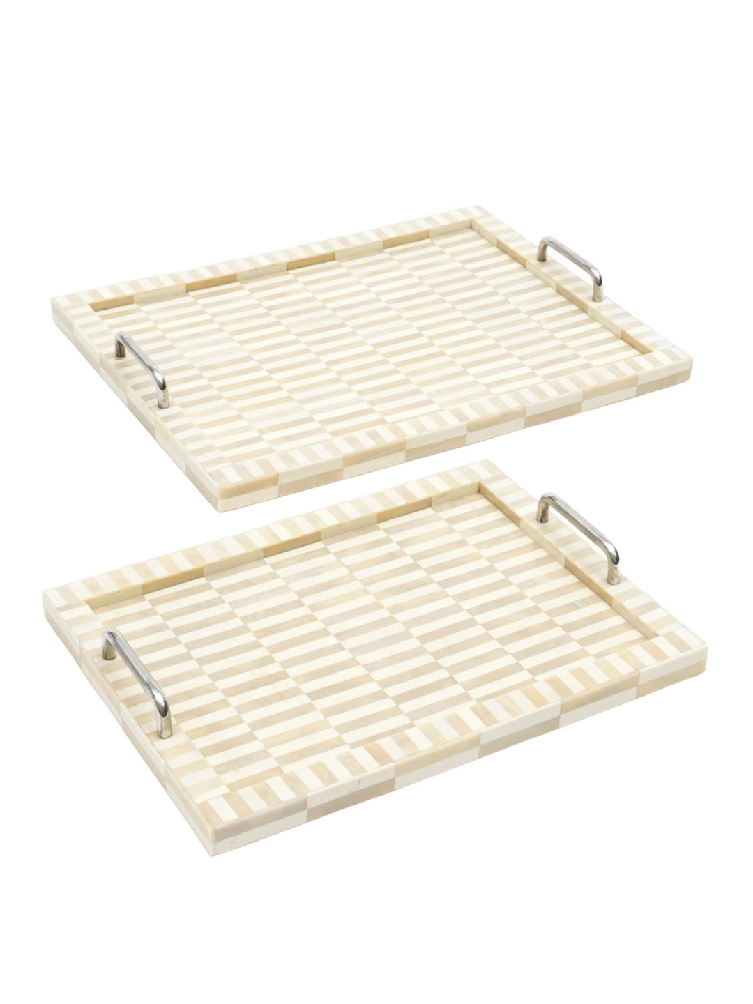 

Designer Library Cream Checked Wooden Serving Tray