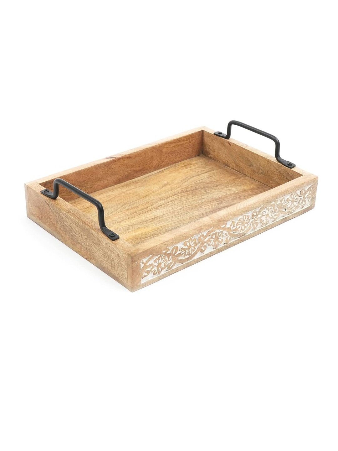 

Designer Library Brown & White Textured Wooden Serving Tray