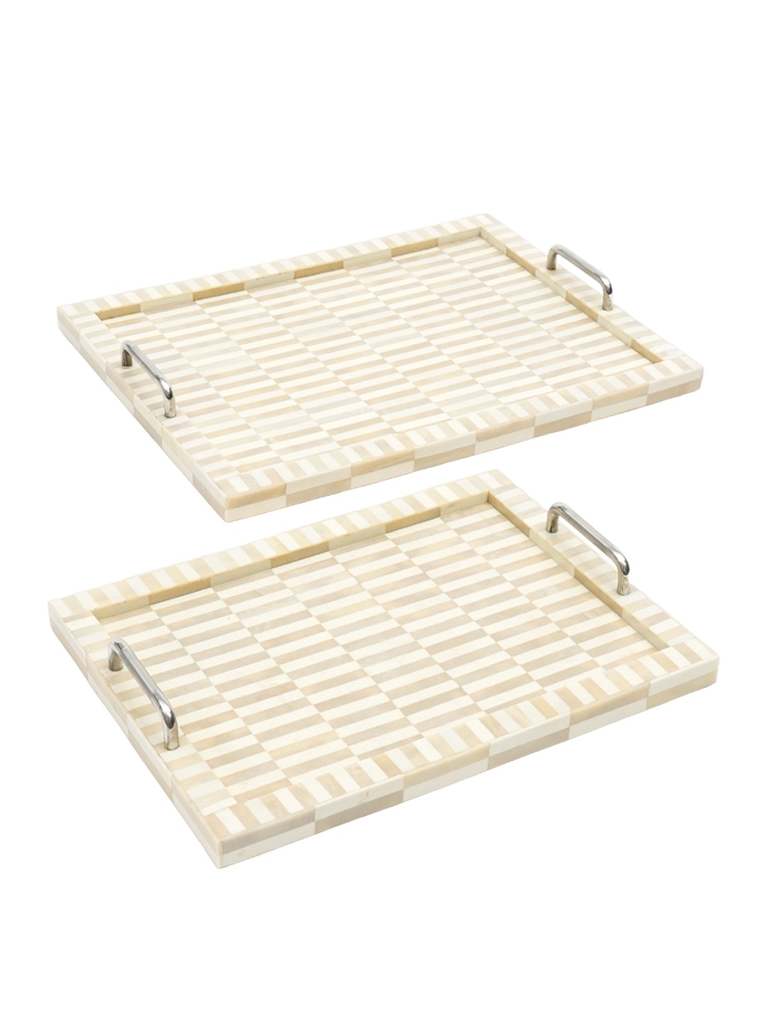 

Designer Library Cream Coloured 2 Pieces Printed Mango Wood Serving Trays