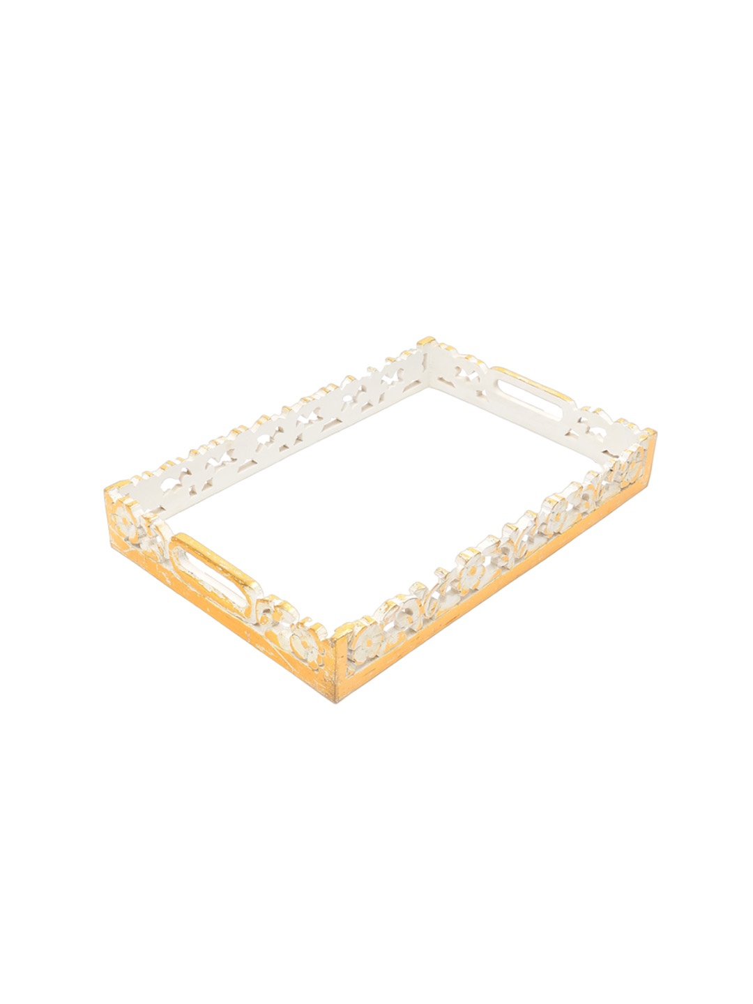 

Designer Library Crical White & Gold Toned Mango Wood Serving Tray