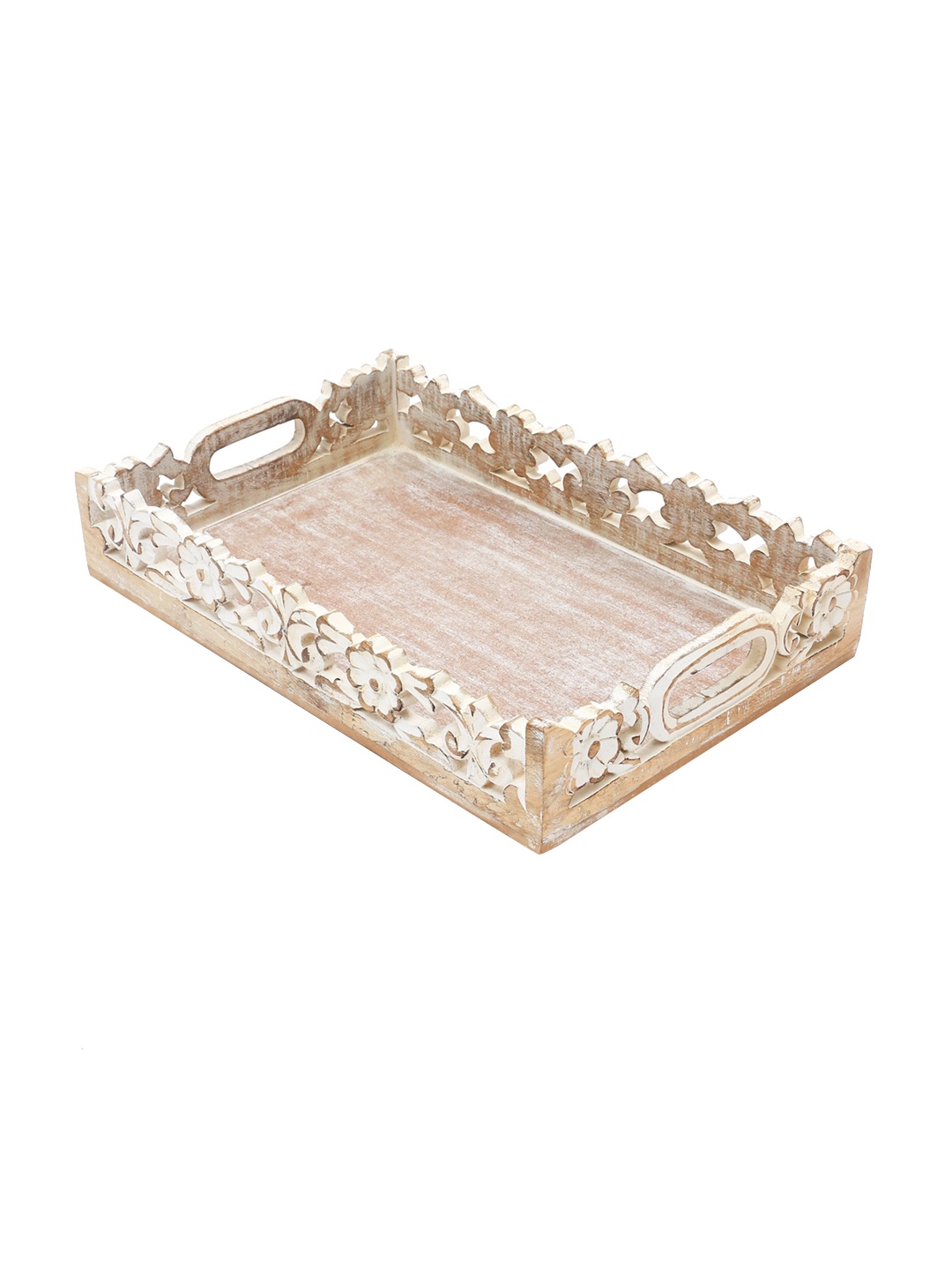 

Designer Library Crical White & Beige Mango Wood Serving Tray