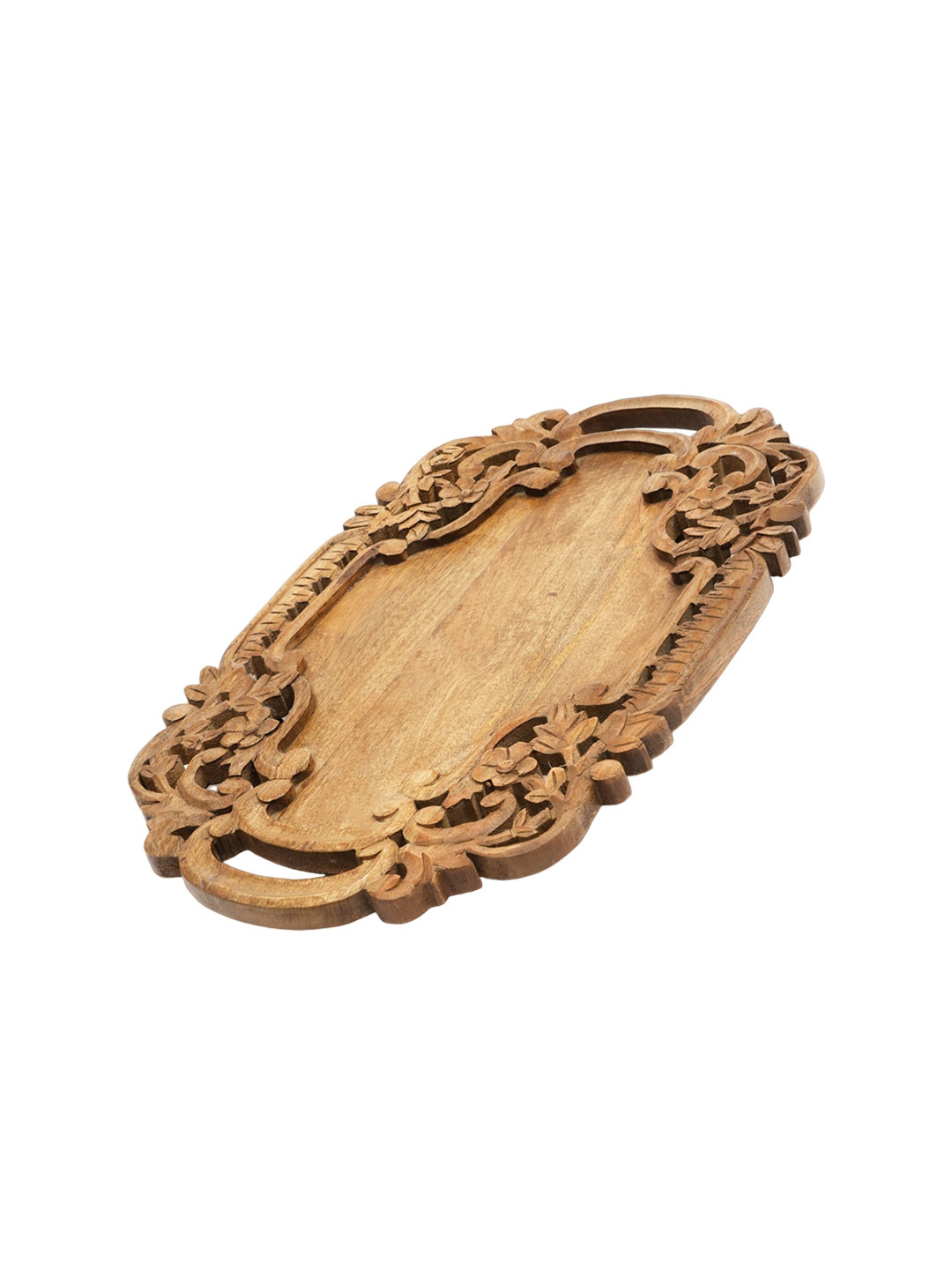 

Designer Library Brown Textured Wooden Oval Serving Tray