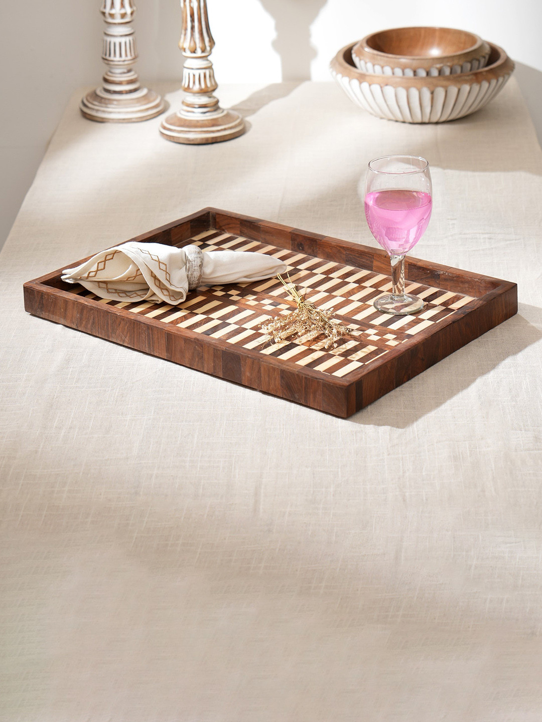 

Designer Library Brown & Cream-Coloured Epoxy Resin Serving Tray