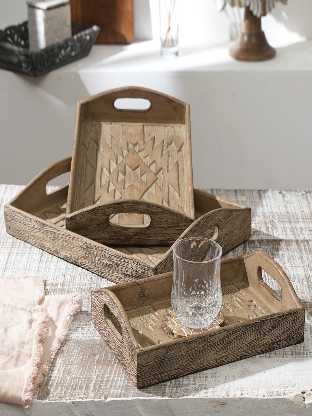 

Designer Library Tribal Brown Wooden Serving Tray