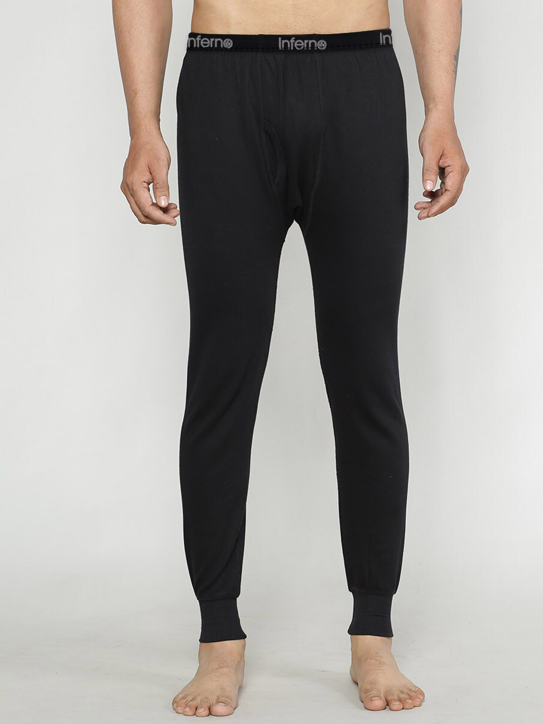 

INFERNO Men Cotton Multifiber Layered Thermal Bottoms, Black