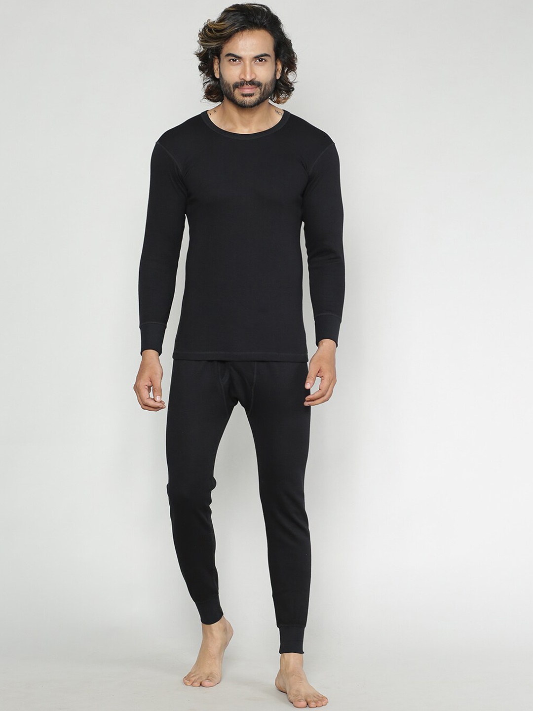 

INFERNO Long Sleeves Multifiber Layered Cotton Thermal Set, Black