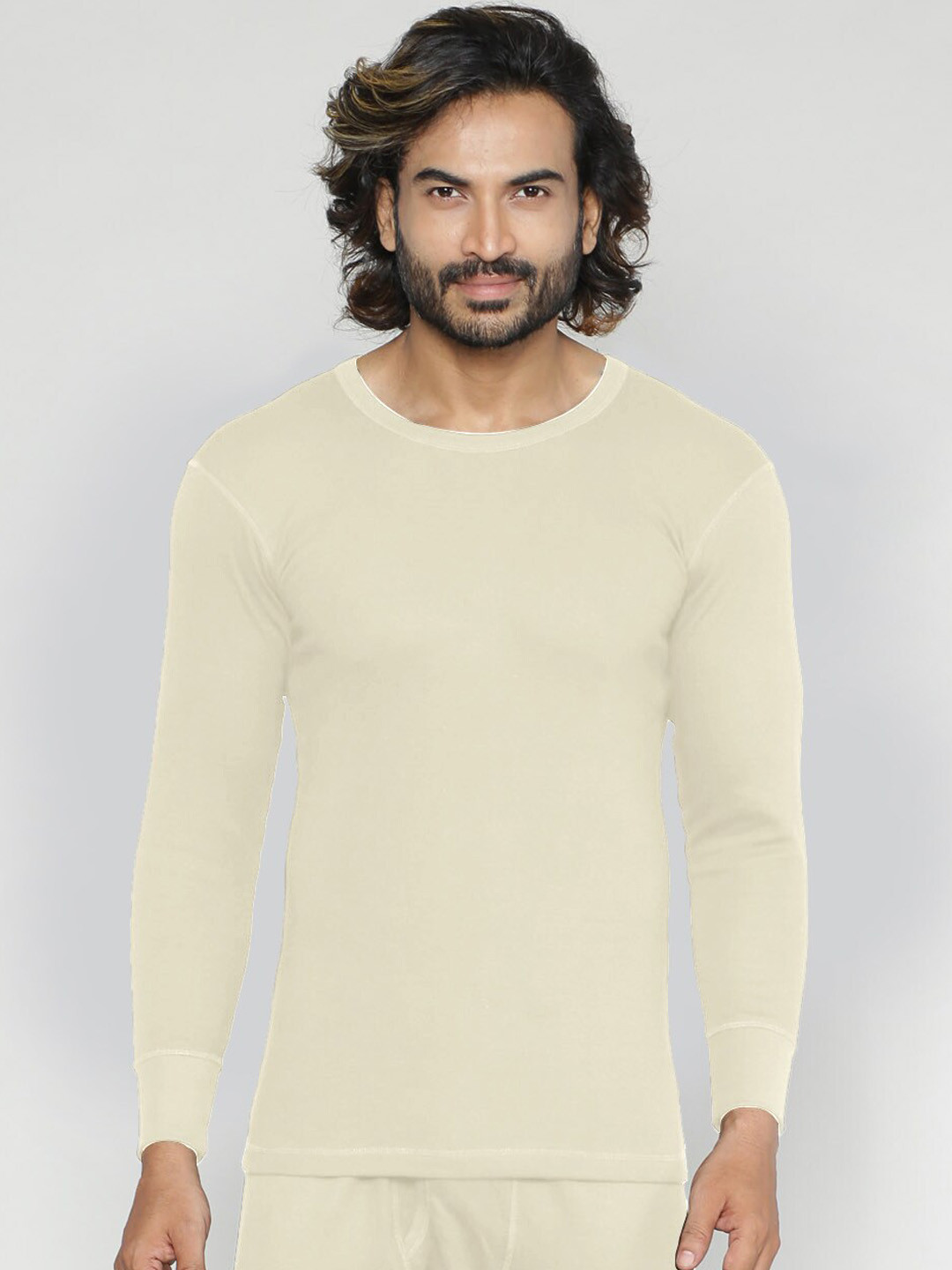

INFERNO Multifiber Layered Long Sleeves Cotton Thermal Top, Off white