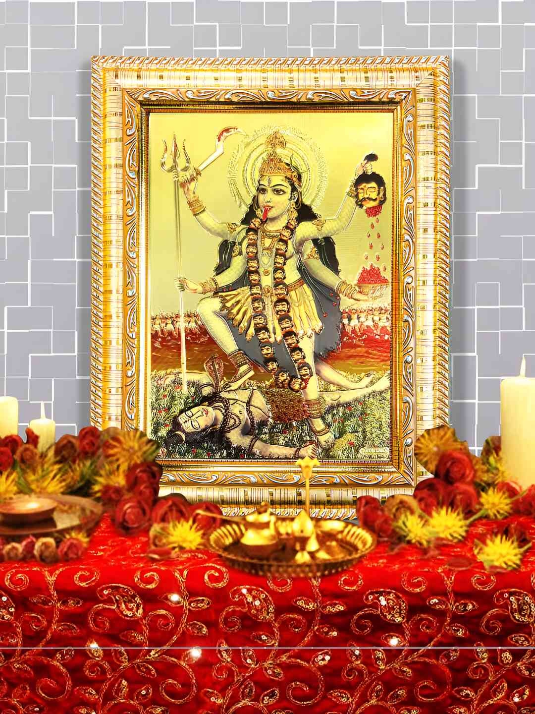 

Hawai 24k Gold Plated Maa Kali Wooden Rectangular Wall Photo Frame