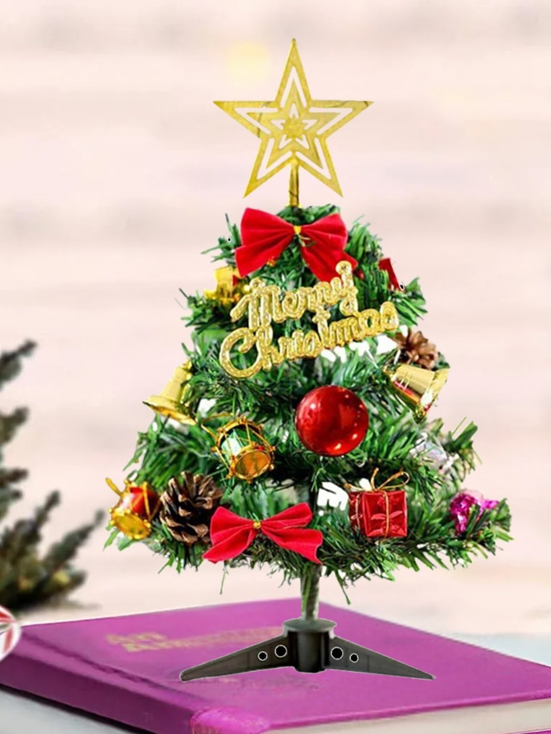 

eCraftIndia Green 41 Pieces Christmas Tree With Stand & Ornaments Props Festive Decor