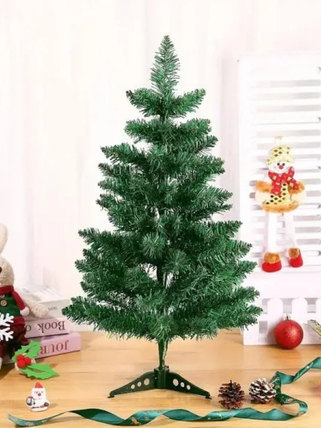 

eCraftIndia 3 Feet Green Artificial Christmas Tree with Stand Christmas Decoration