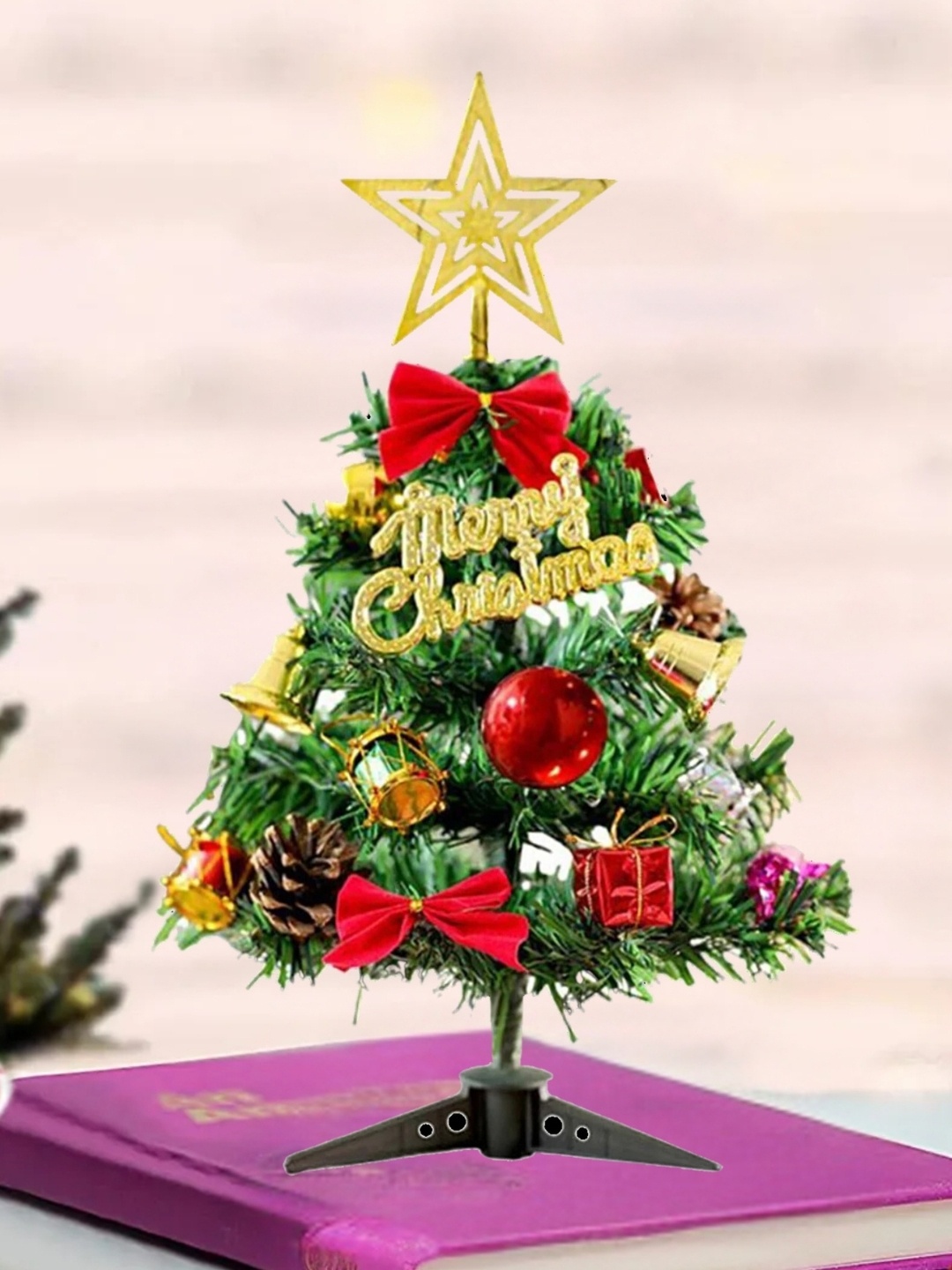 

eCraftIndia 1 Feet Green Artificial Christmas Tree with Stand - Christmas Decoration