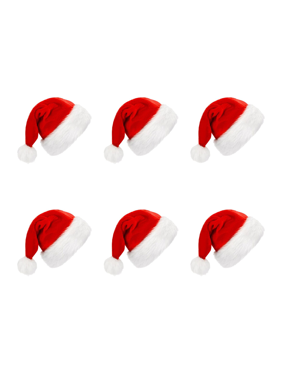 

eCraftIndia Red & White 6 Pieces Velvet Christmas Hats
