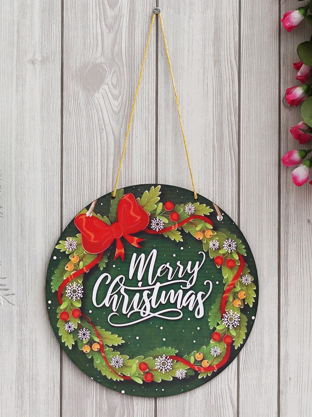 

eCraftIndia Green & Red Printed Wooden Wall Hanging