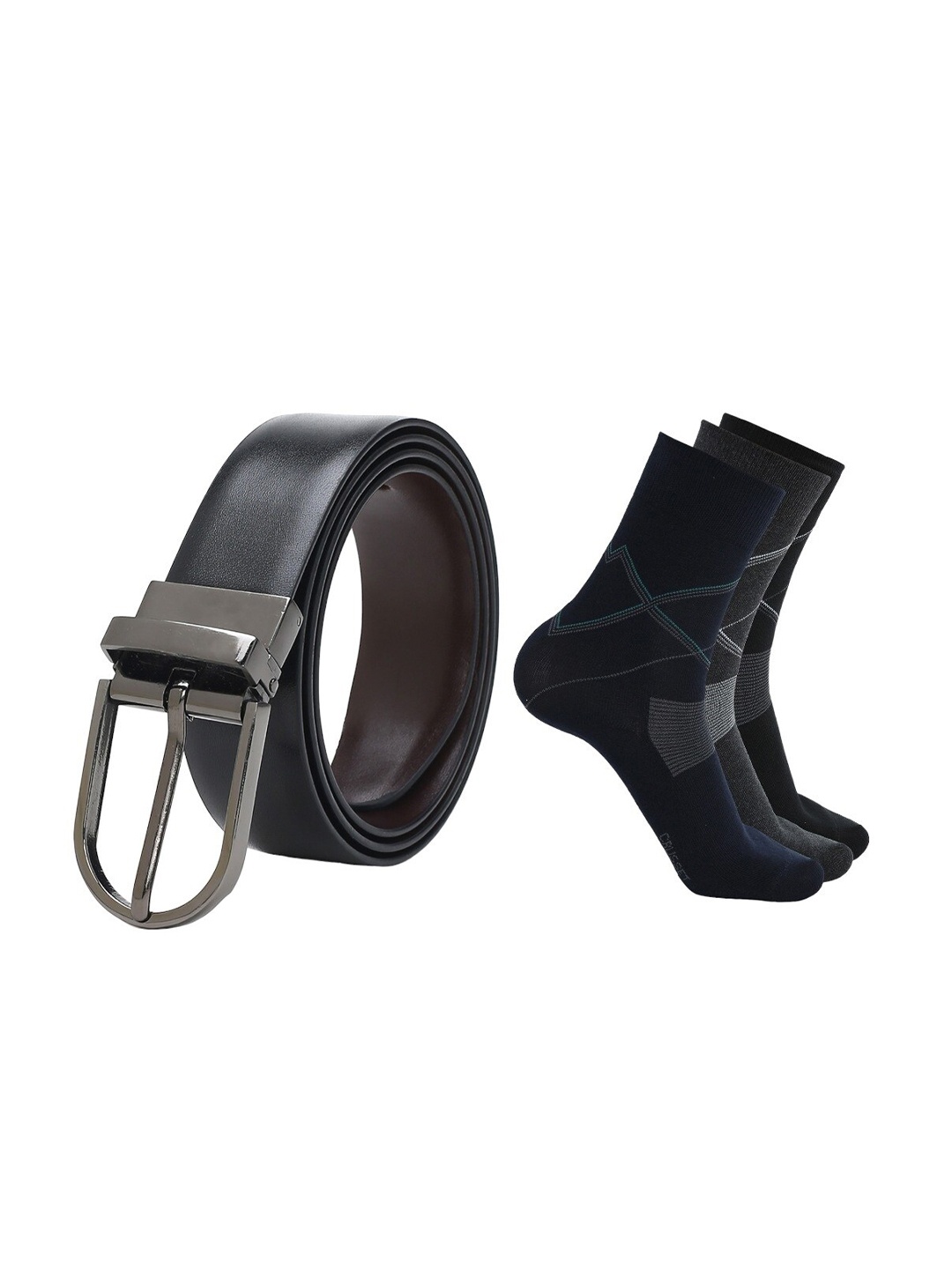 

CRUSSET Men Belt & Socks Combo Accessory Gift Set, Black