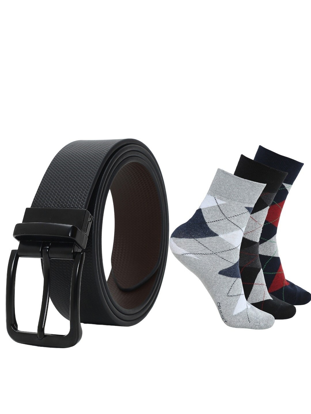 

CRUSSET Men Belt & Socks Combo Accessory Gift Set, Black