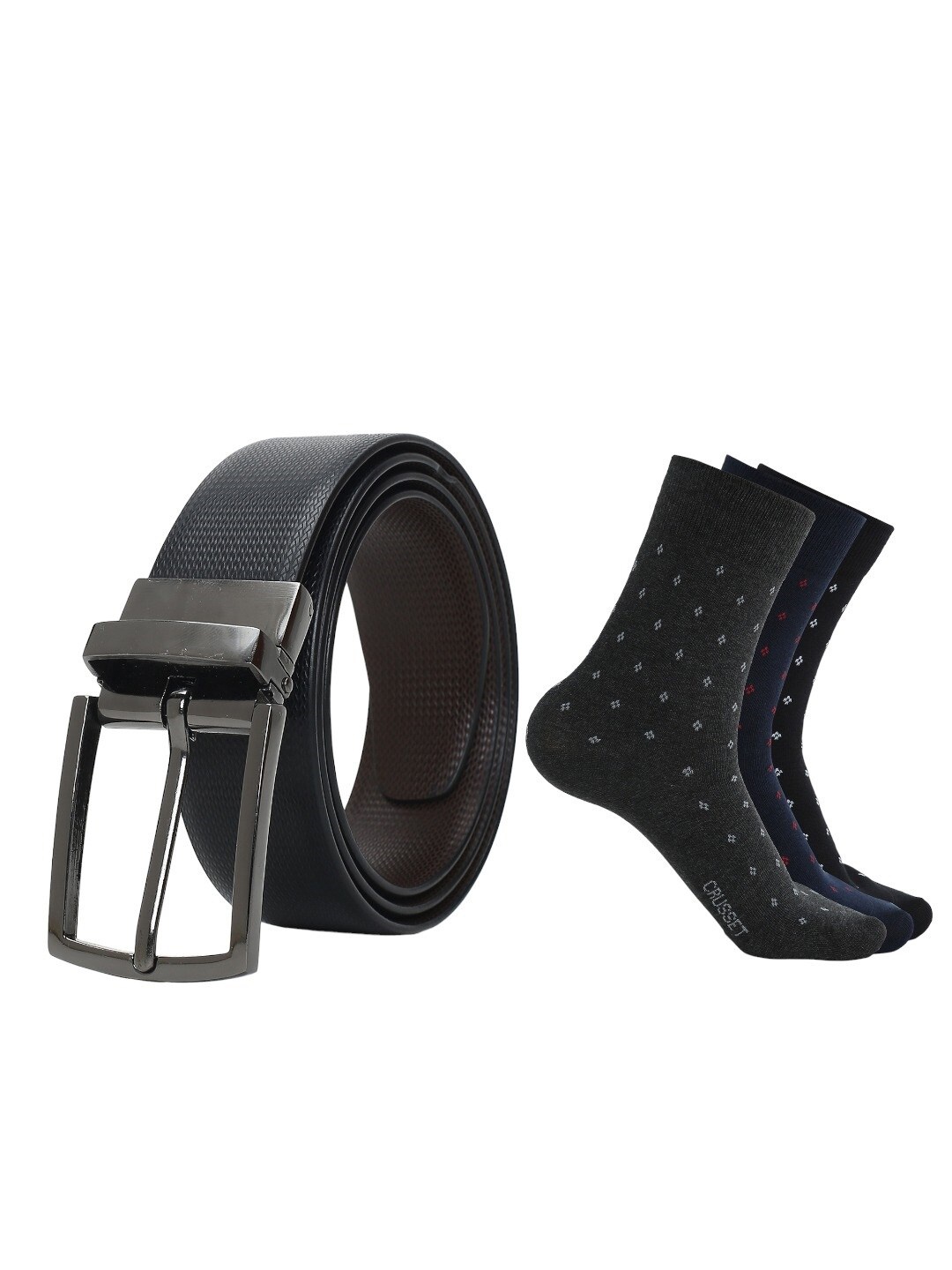 

CRUSSET Men Belt & Socks Combo Accessory Gift Set, Black