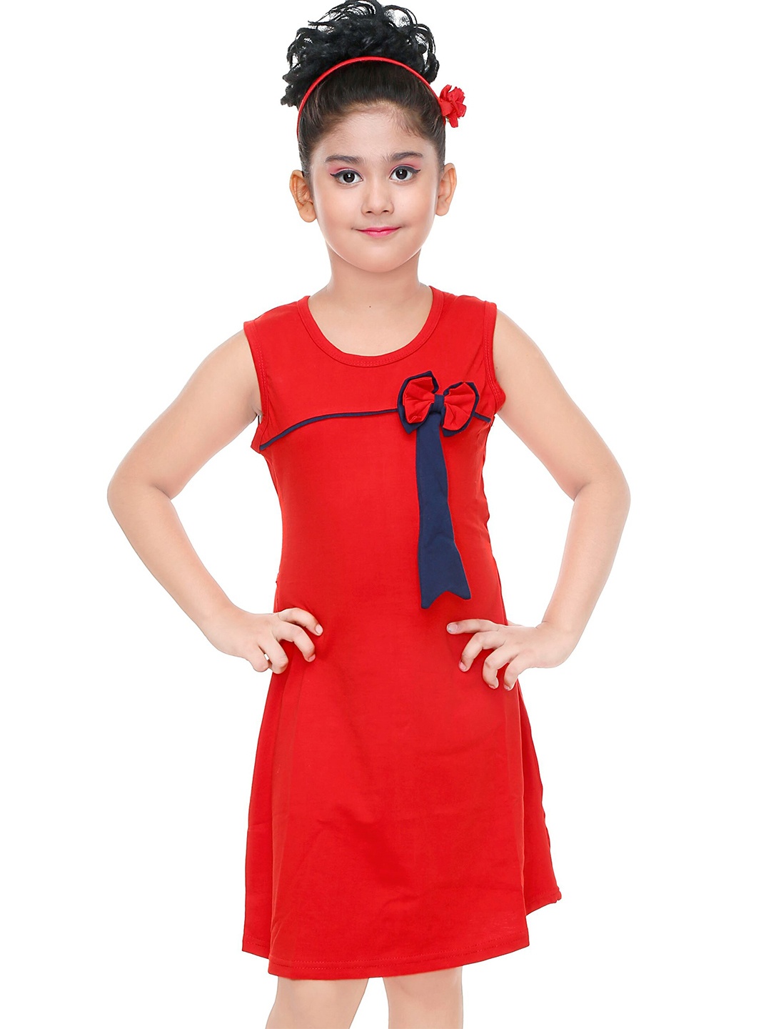 

BAESD Girls Cotton Sleeveless A-Line Dress, Red