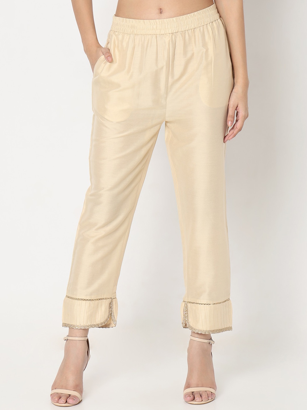 

Ethnicity Women Mid-Rise Ethnic Trousers, Cream