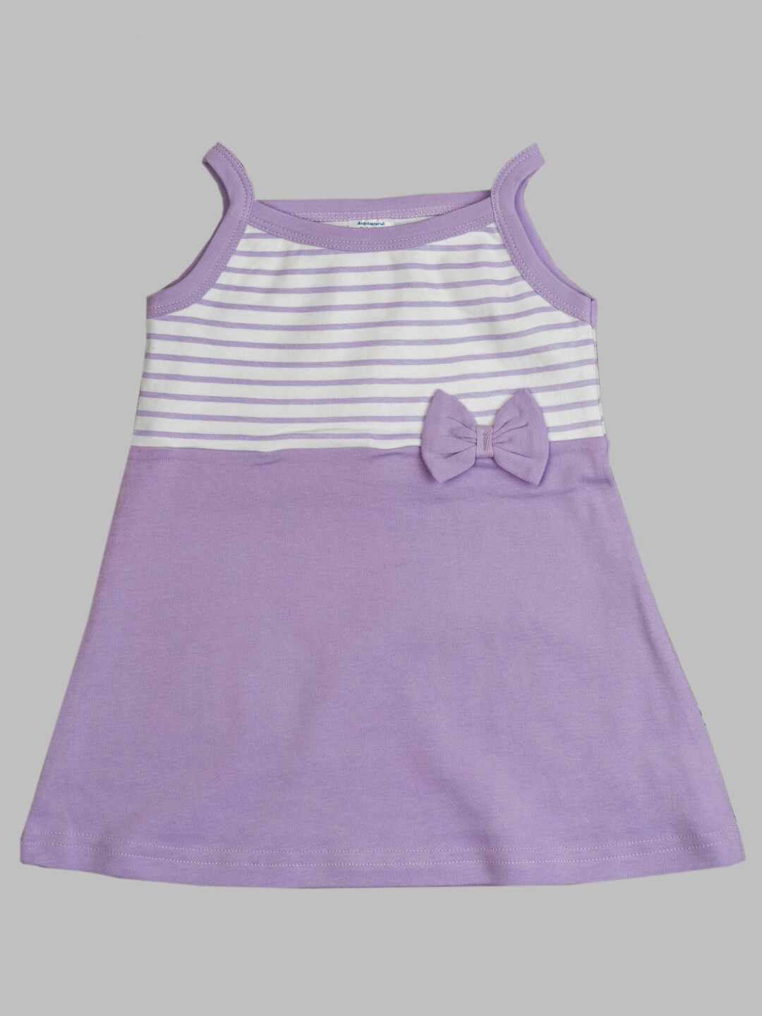 

BAESD Girls Striped Shoulder Straps Bow Detailed Cotton A-Line Dress, Purple