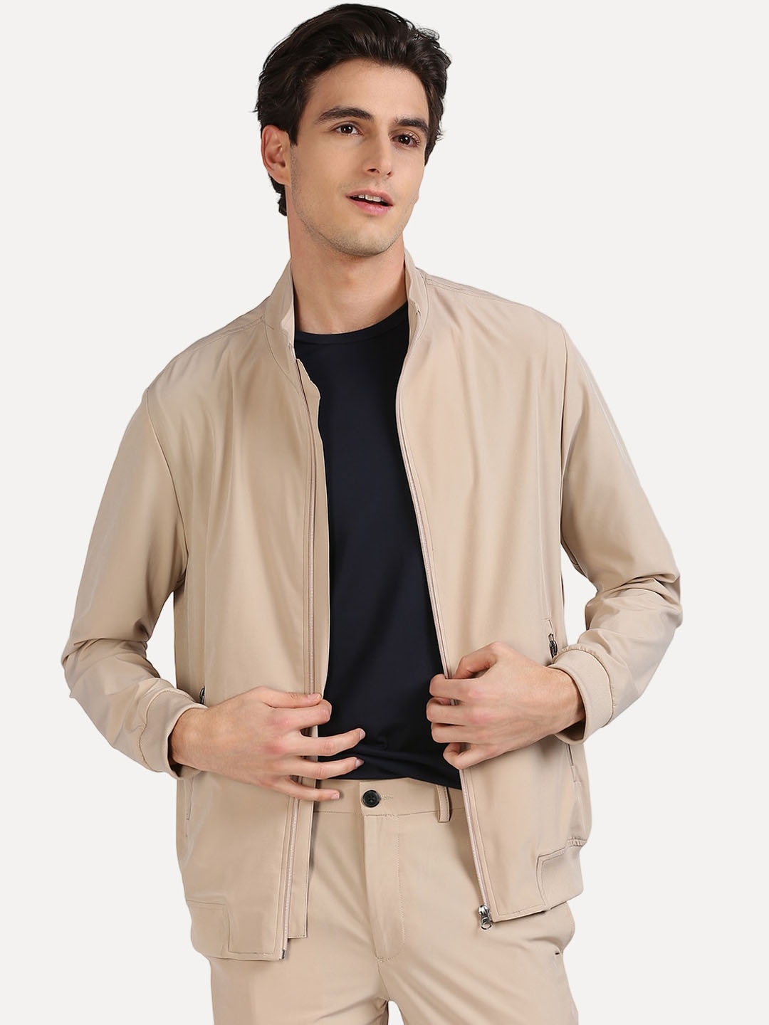 

ONEMILE Mock Collar Bomber Jacket, Beige