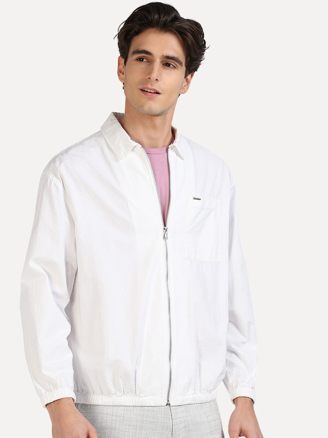 

ONEMILE Textured Pure Cotton Shacket, White