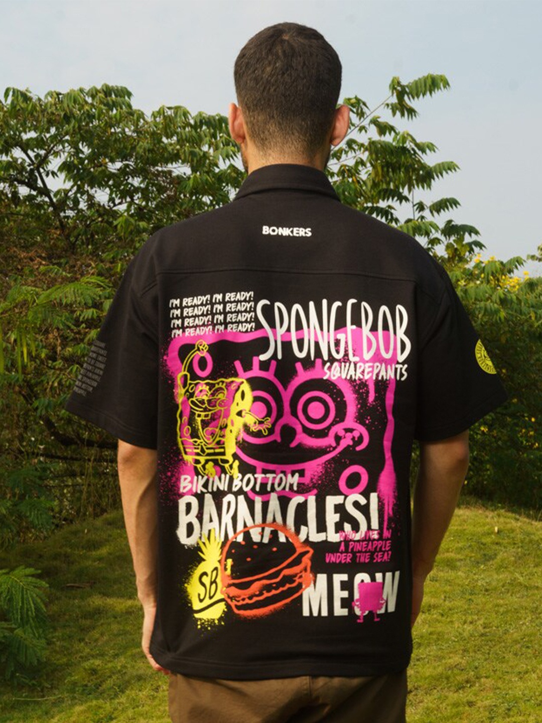 

Bonkers Corner Graphic Printed Casual Shirt, Black