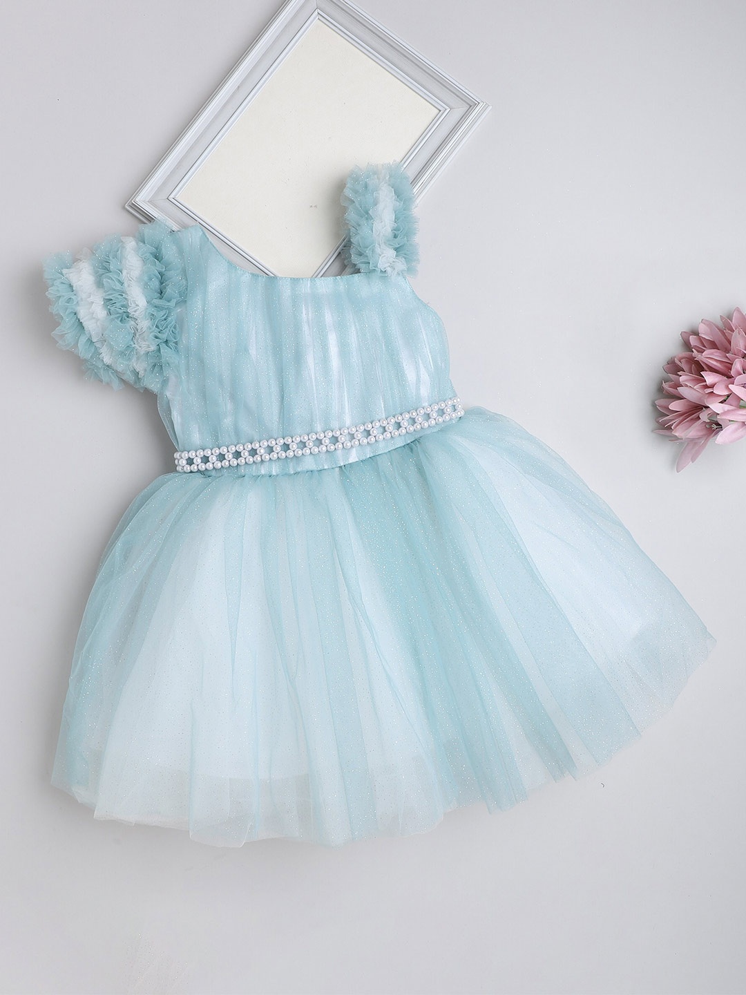 

The Magic Wand Girls Embellished Ruffled Dress, Teal