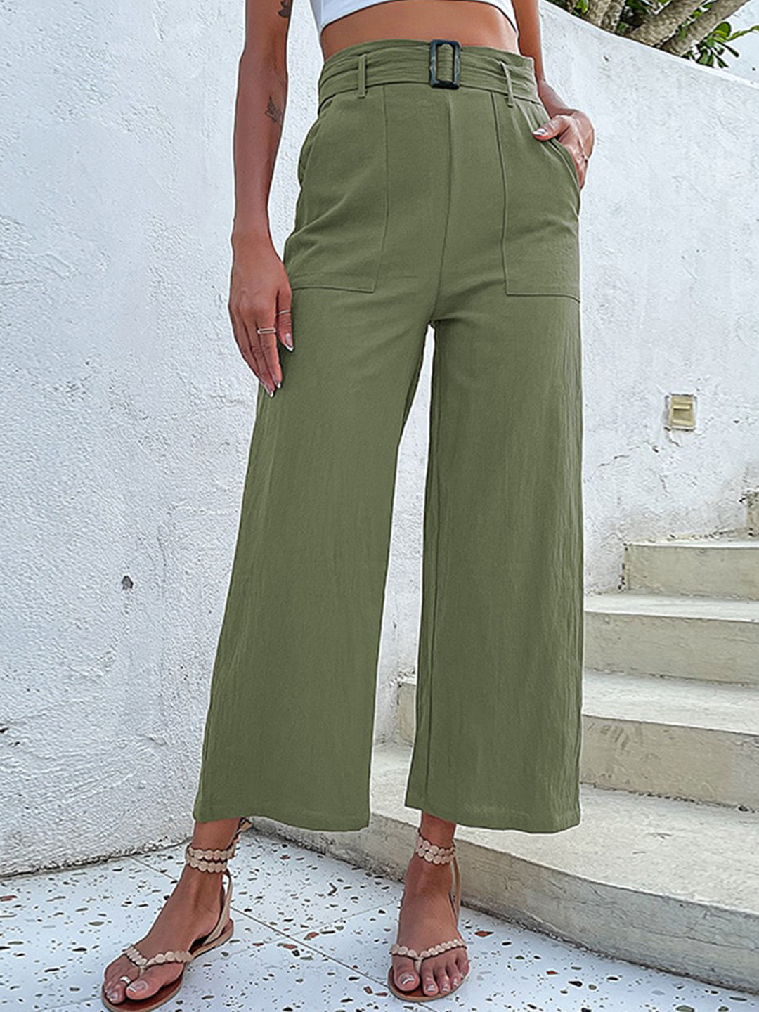 

StyleCast Women Green High-Rise Parallel Trousers