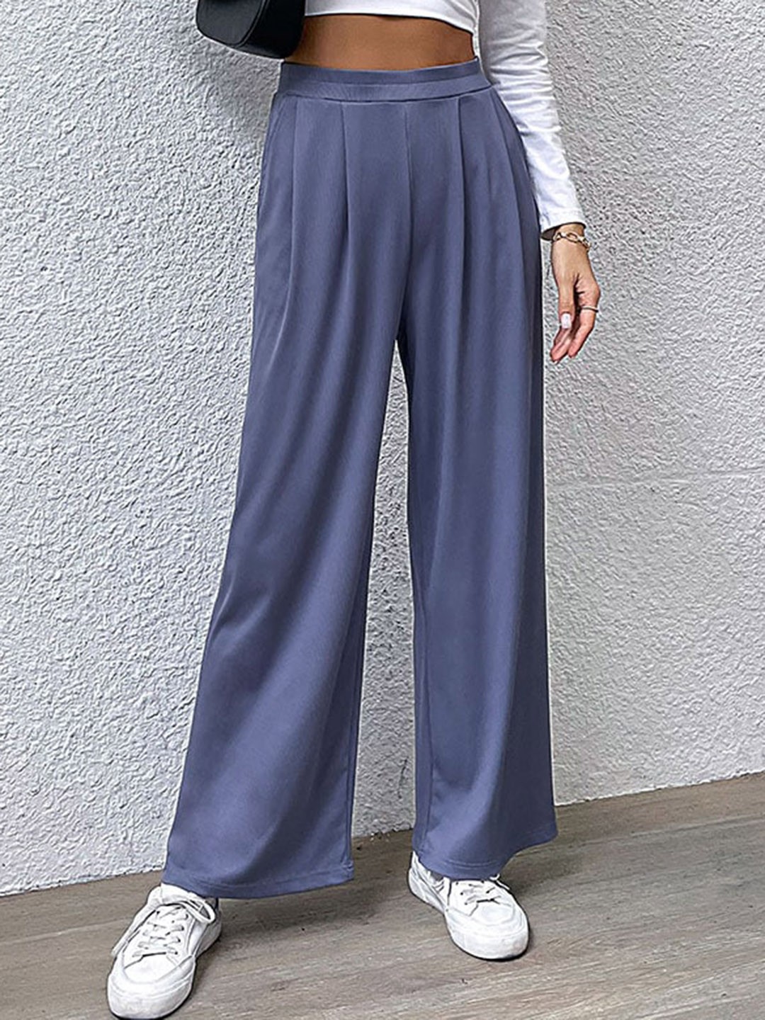 

StyleCast Women Blue Loose Fit High-Rise Parallel Trousers