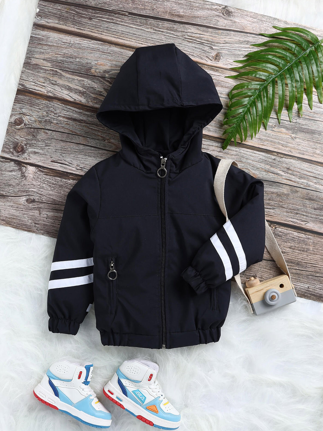 

Toonyport Kids Hooded Linen Bomber Jacket, Navy blue