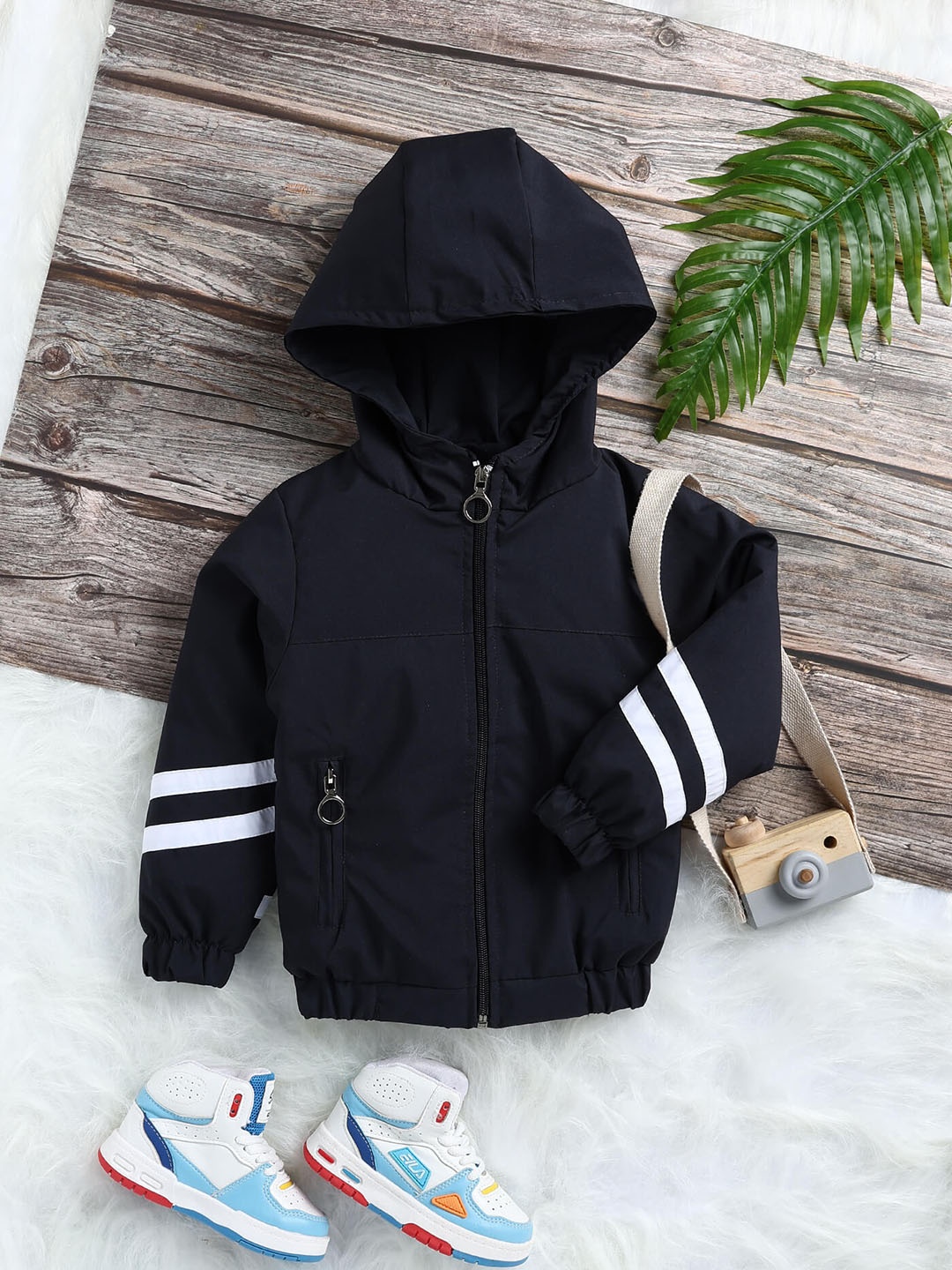 

Toonyport Kids Hooded Linen Bomber Jacket, Navy blue