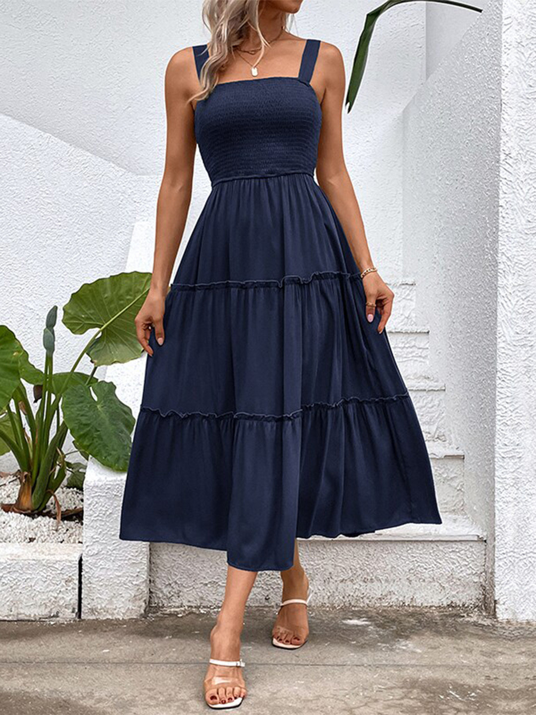 

StyleCast Smocked Fit & Flare Dress, Navy blue