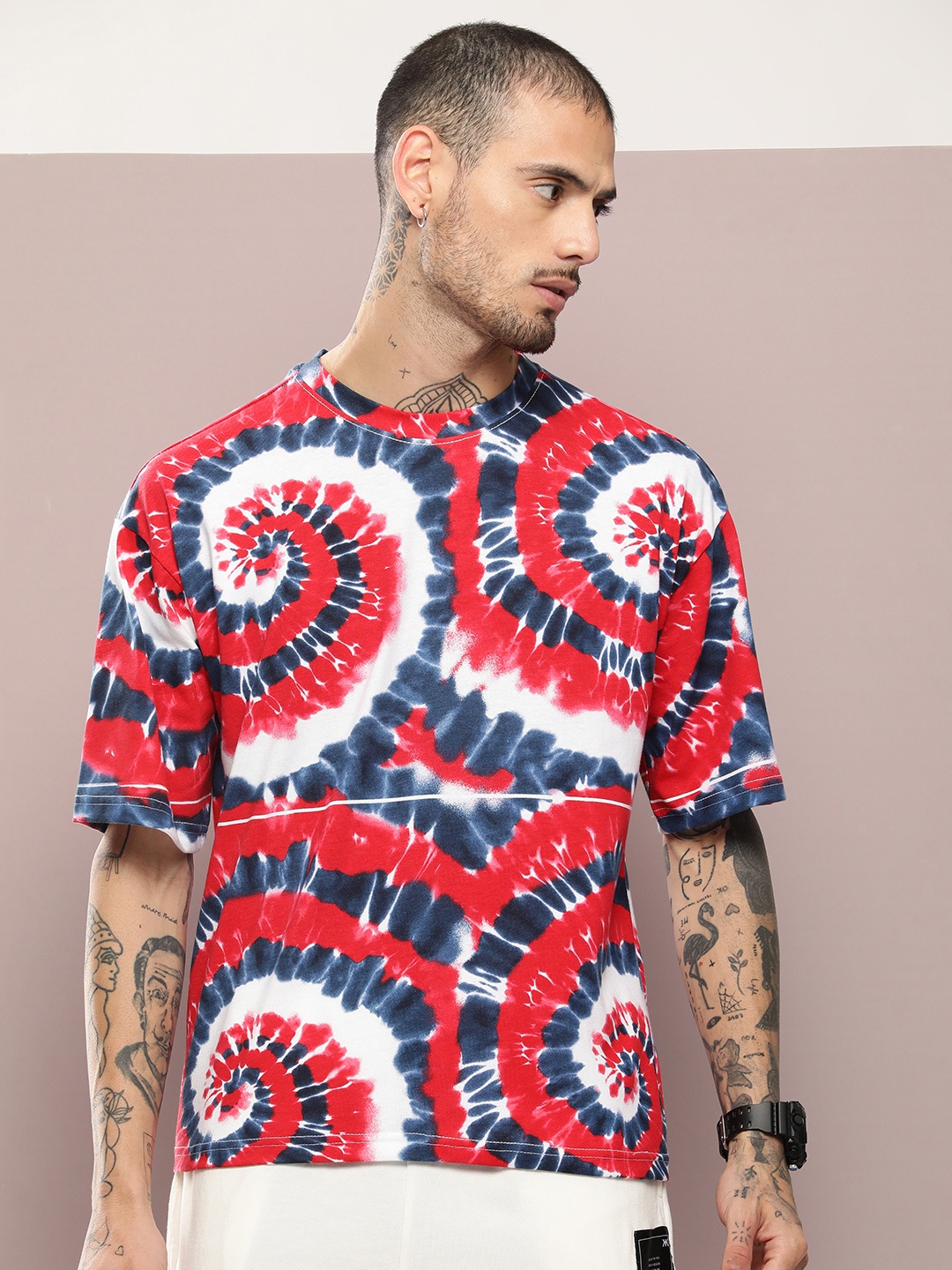 

Kook N Keech Men Abstract Printed Oversized T-shirt, Red