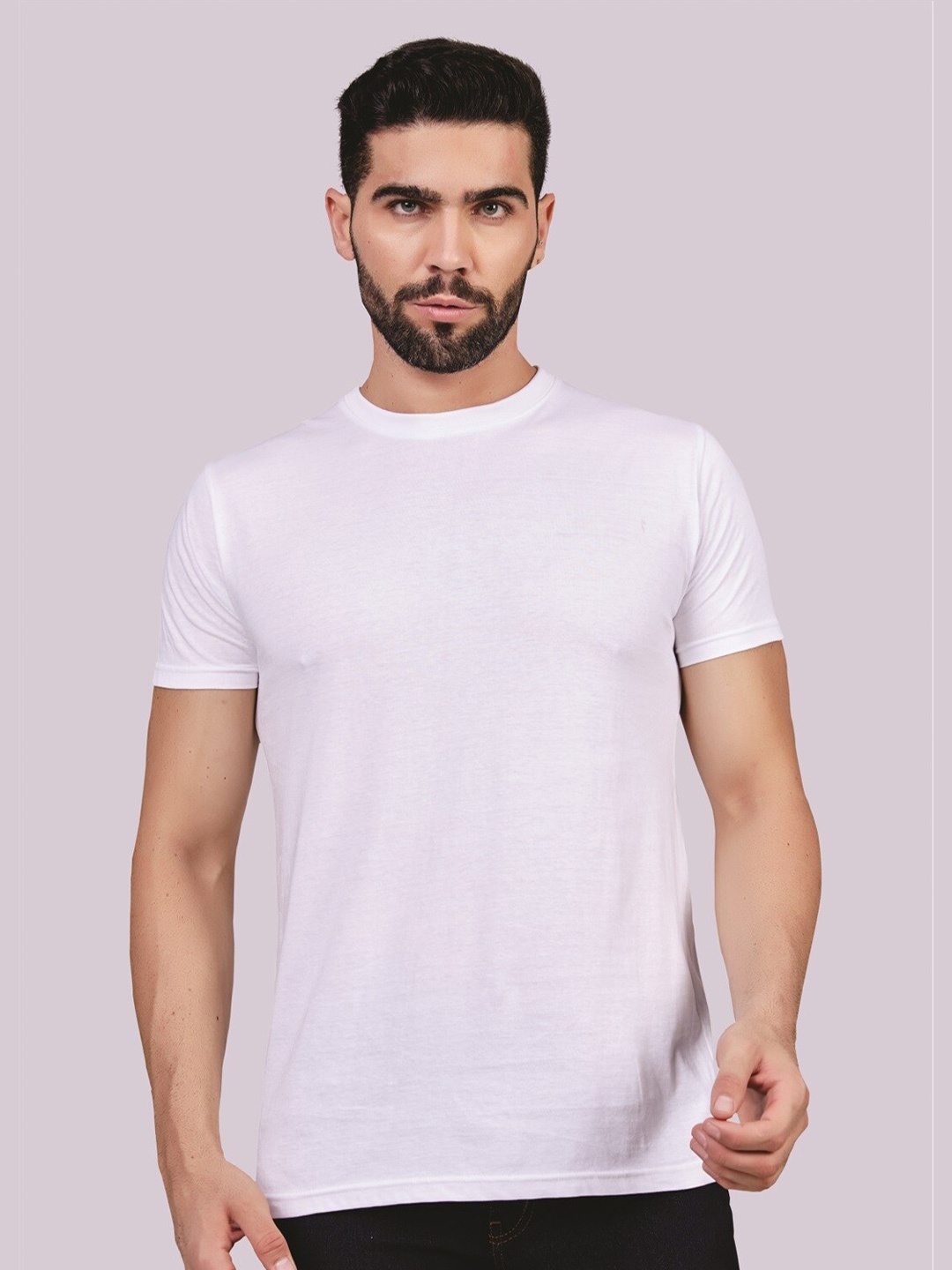 

ecott Round Neck Short Sleeves Cotton T-shirt, White