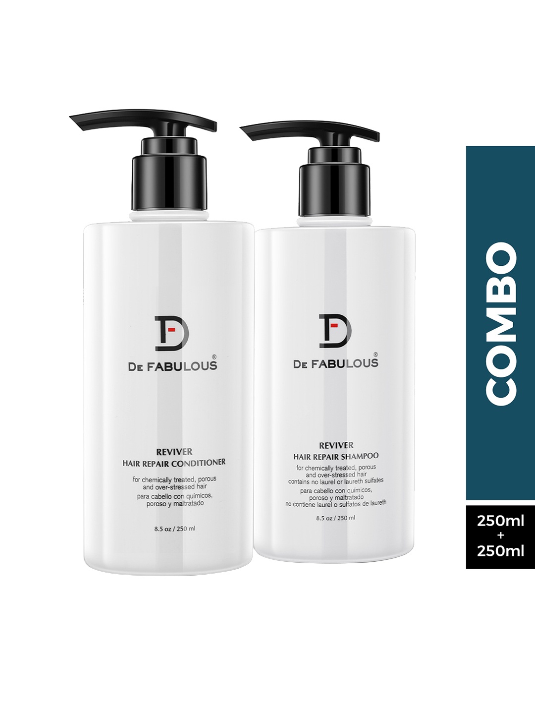 

De Fabulous Set Of 2 Revive Hair Repair Shampoo - 250ml Each, White