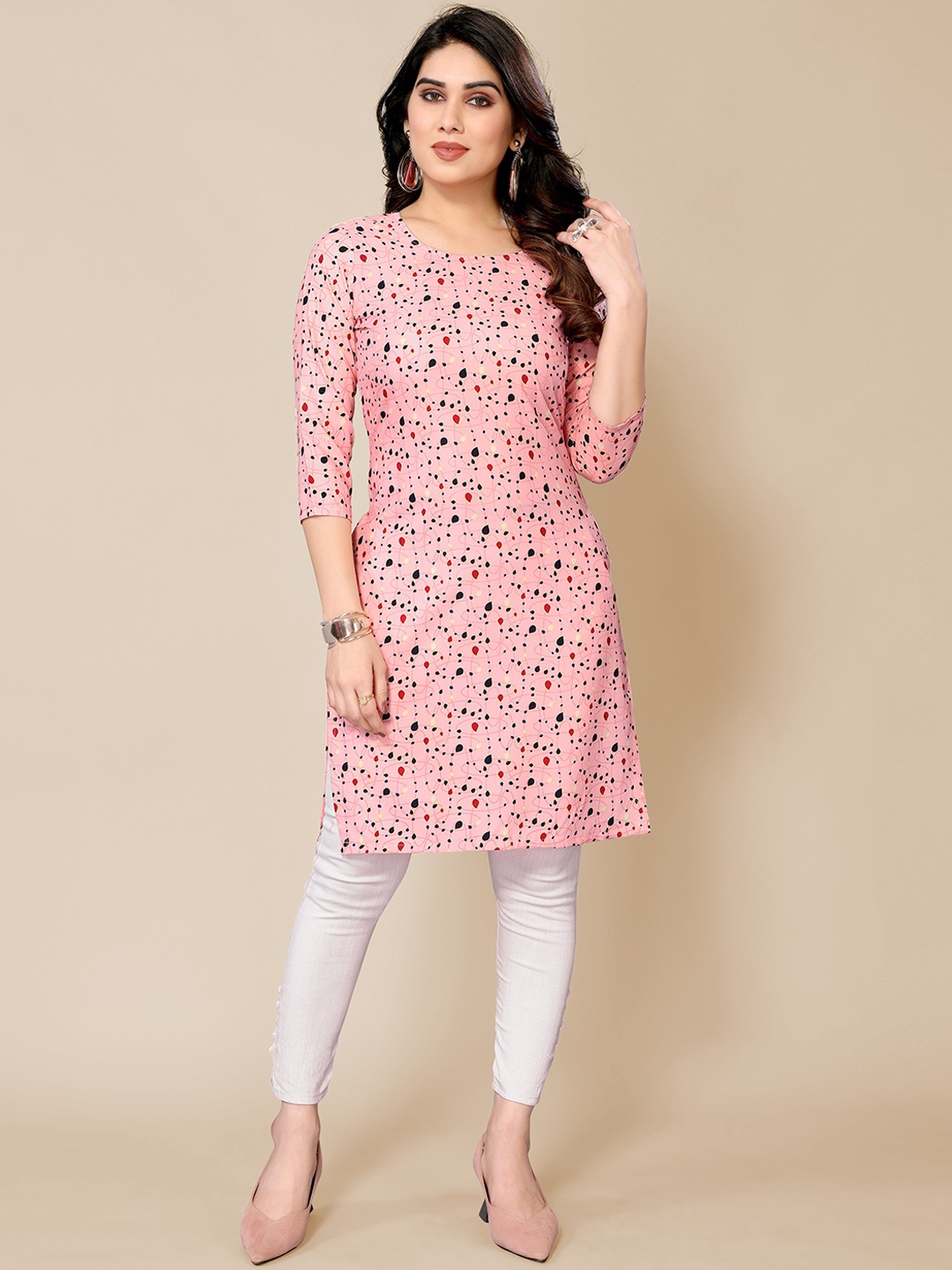 

PYARI - A style for every story Geometric Printed Straight Kurta, Pink
