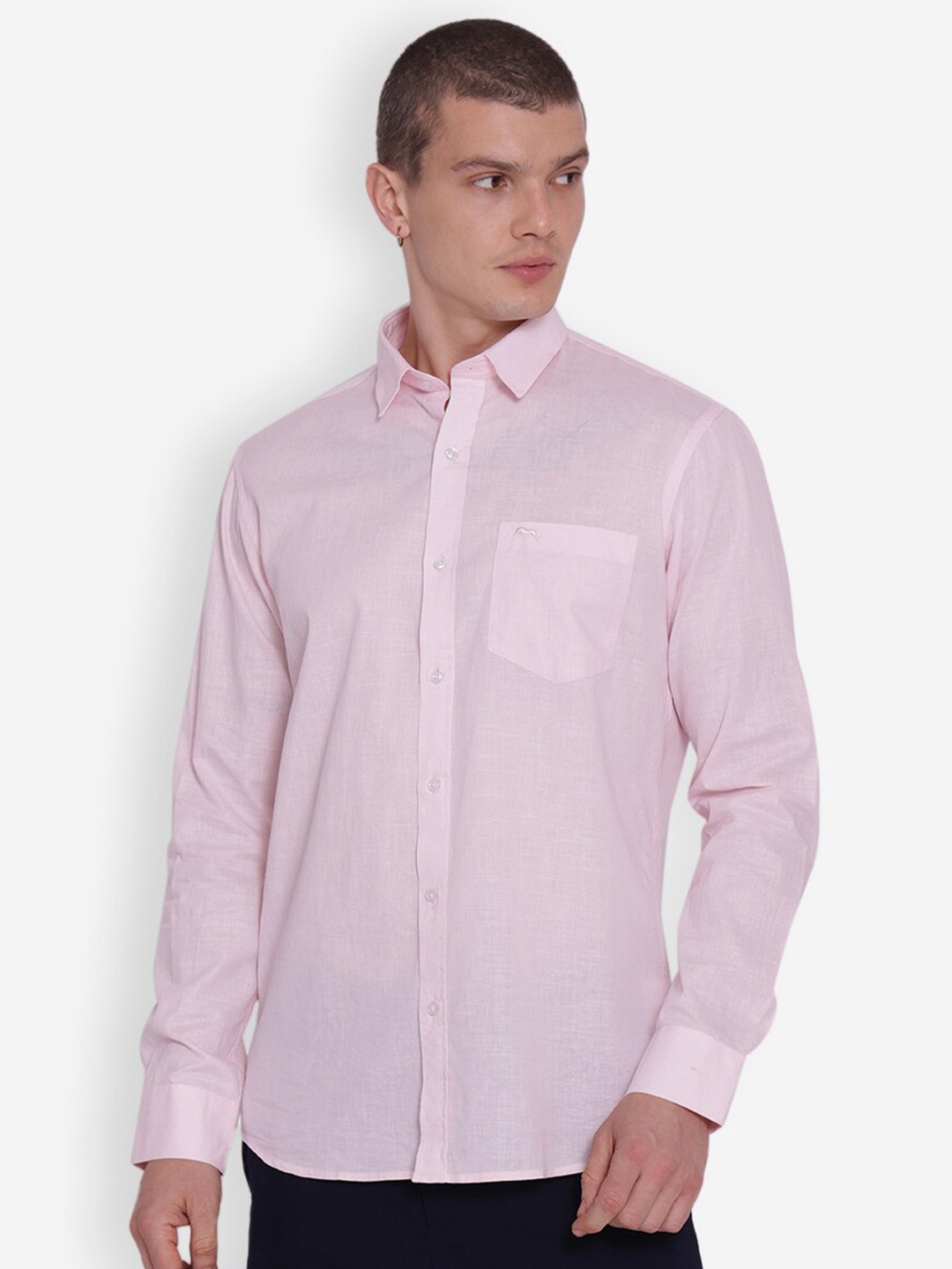 

JUMP USA Comfort Spread Collar Pure Cotton Casual Shirt, Pink