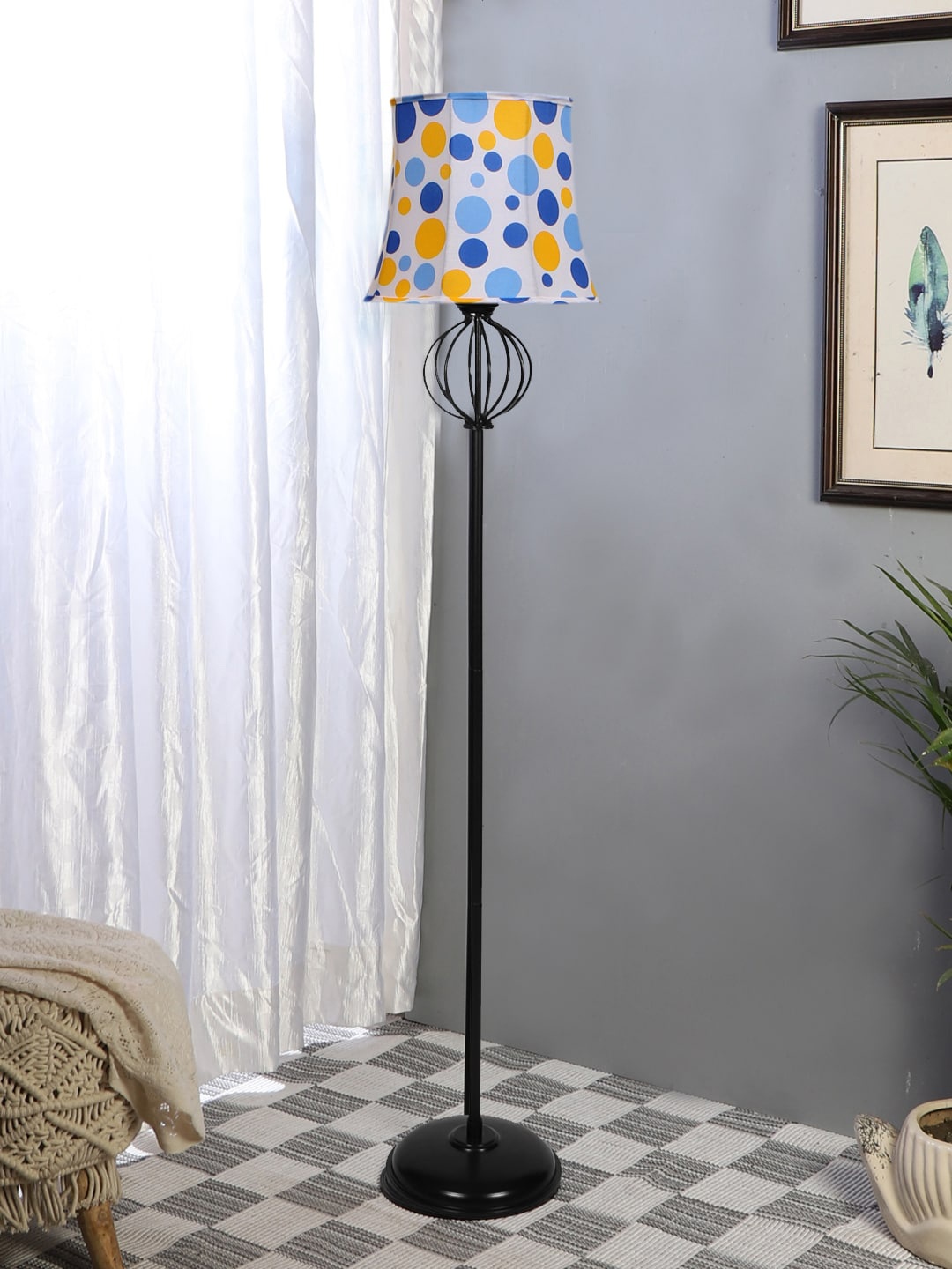 

Devansh White & Blue Printed Cotton Floor Lamp