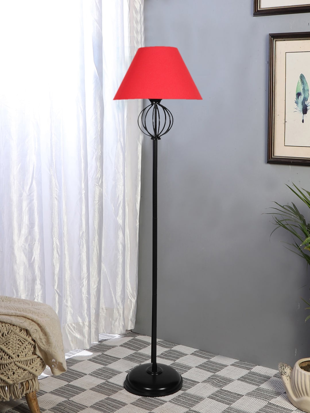 

Devansh Red & Black Cotton & Iron Frustum Shaped Floor Lamp