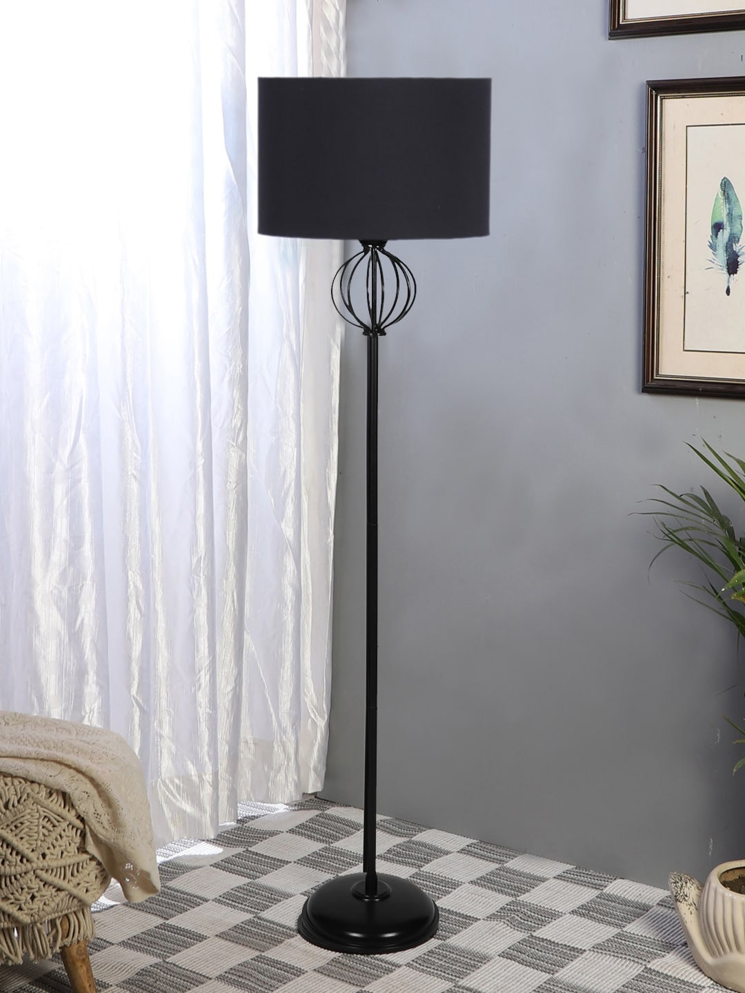 

Devansh Black Cotton & Iron Cylinder Shaped Floor Lamp