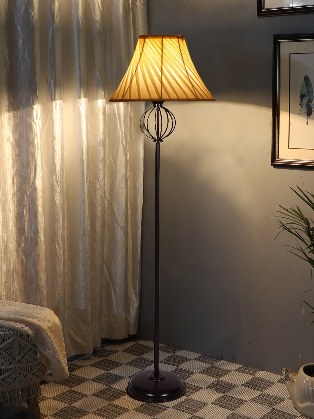 

Devansh White & Black Cross Pleated Cotton & Iron Floor Lamp