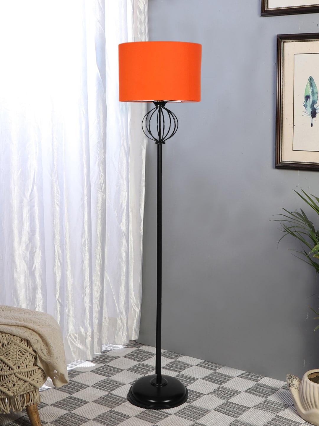 

Devansh Orange-Coloured & Black Cylinder Shaped Floor Lamp