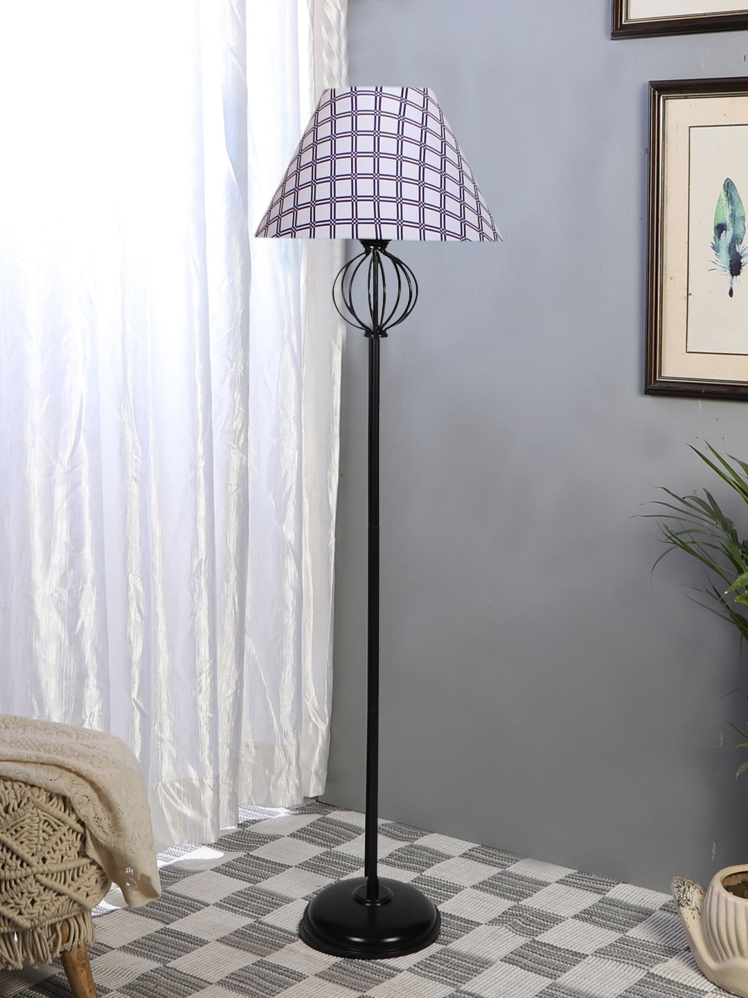 

Devansh White & Blue Printed Floor Lamps
