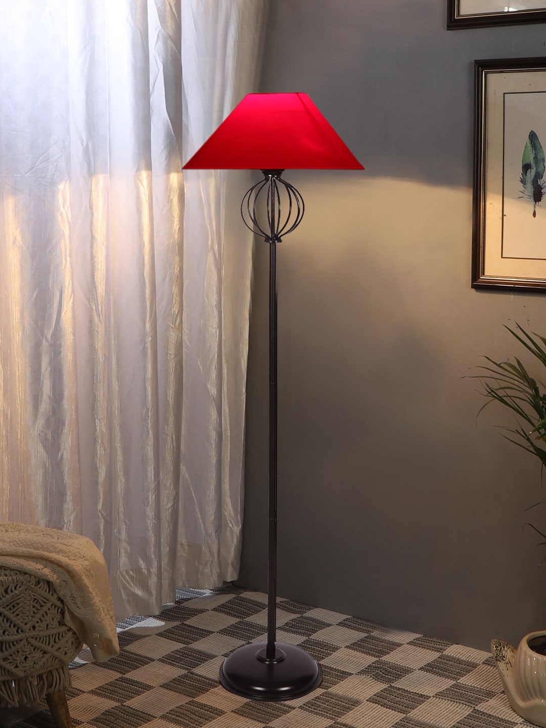 

Devansh Red & Black Cotton & Iron Frustum Shaped Floor Lamp