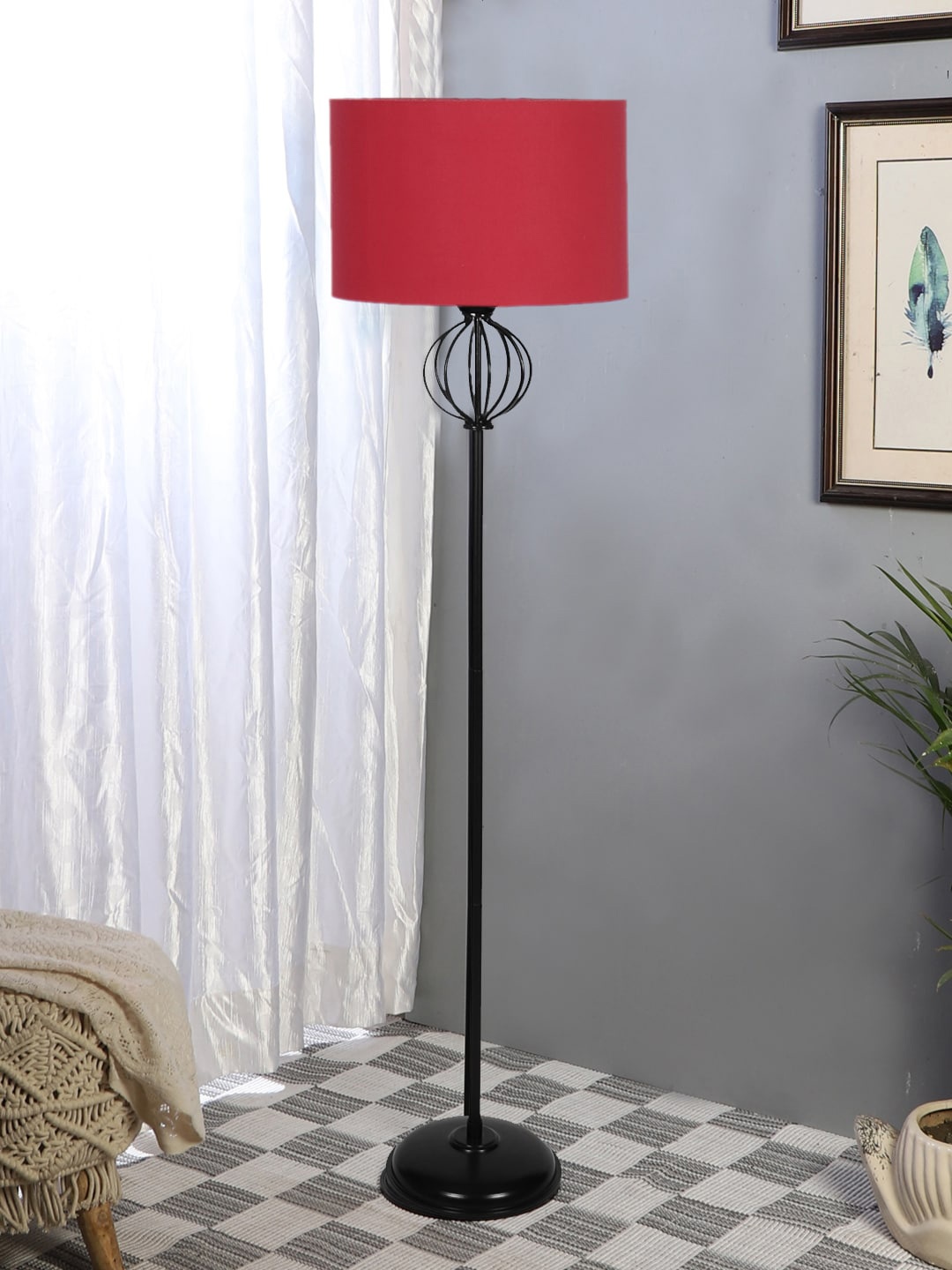 

Devansh Red & Black Cotton & Iron Cylinder Shaped Floor Lamp