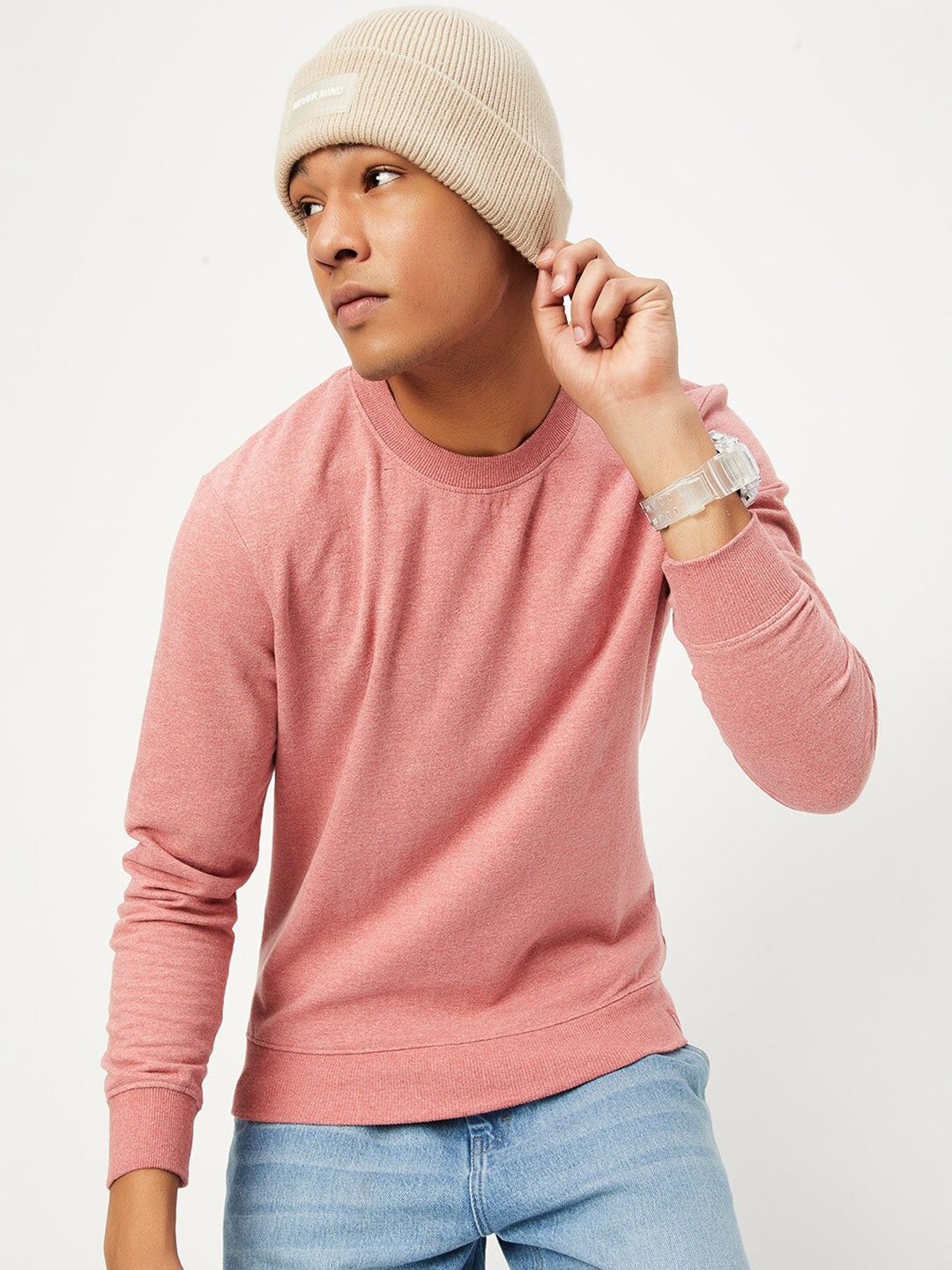 

max Round Neck Pullover Sweatshirt, Pink